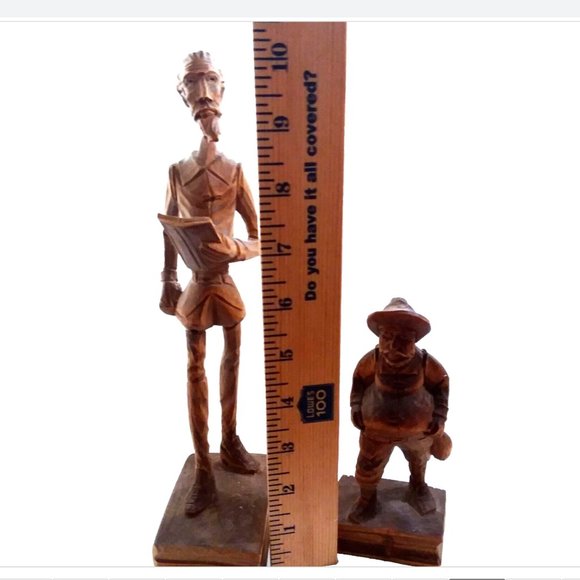 Vtg Hand Carved Wood Figures Don Quixote & Sancho Panza Charachter Books Spain - Picture 13 of 13